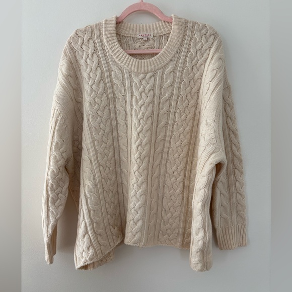 Demylee New York 100% Wool Cable Knit Cream Cable Knit Sweater Medium - Picture 5 of 8